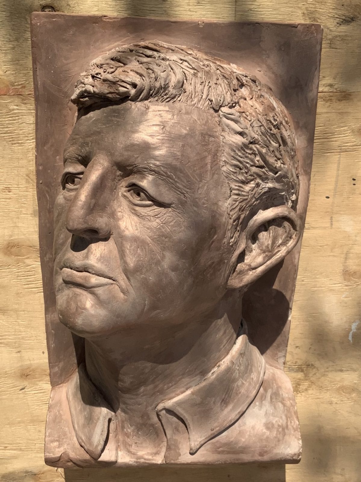 Beth Malcolm, Father Looks Forward, sculpted in wet clay and cast in jesmonite, 12.5 x 9 x 6 inches