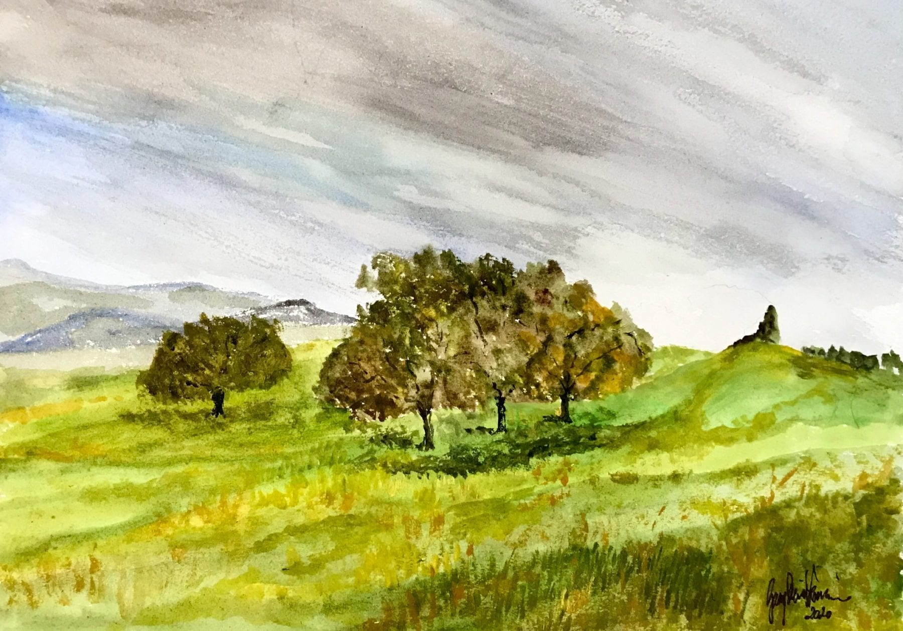 Gary David Fournier, Relaxing Summer Day, watercolor on paper, 12 x 9 inches