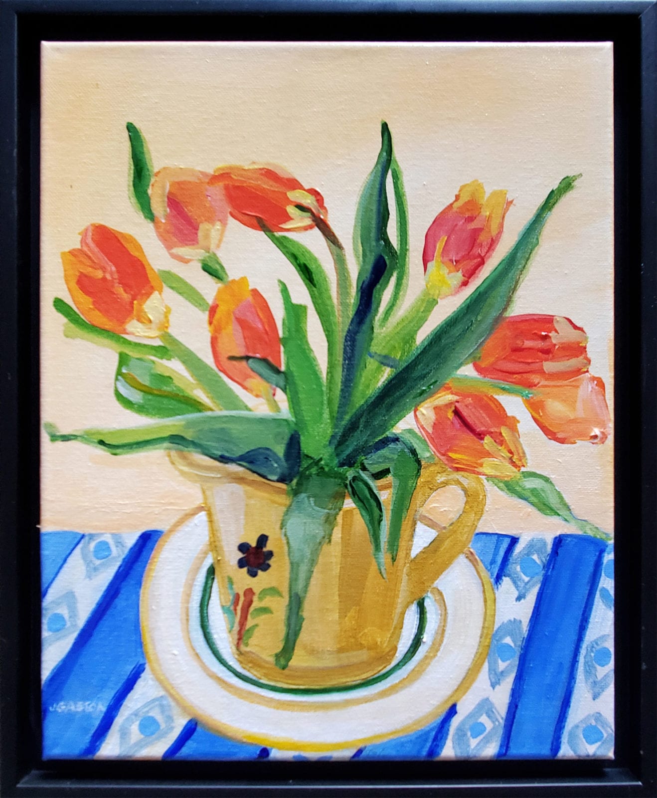 Jeanette Hooban, Red Tulips, acrylic on canvas, 11 x 14 inches