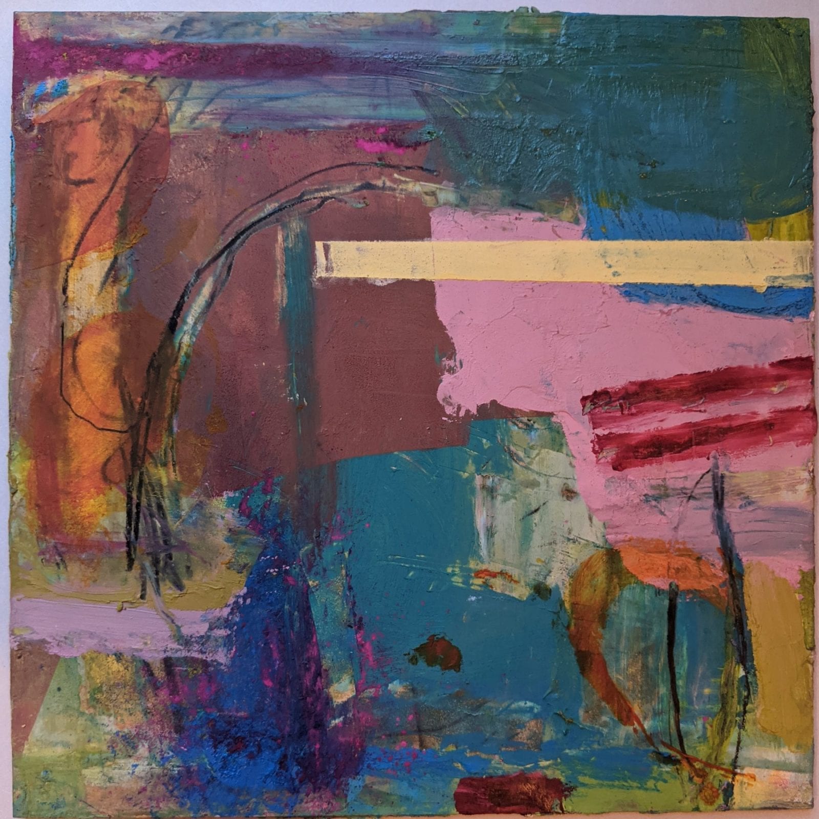 Karen Schoenitz is a nonprofit administrator and visual artist who lives  in West Windsor. Her work is primarily abstract with a focus on process  and experimentation.