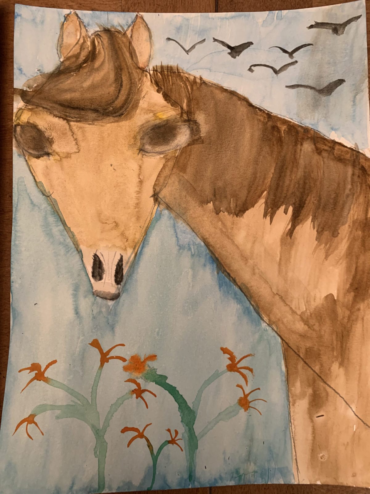 Aaliya Huang, Spring Horse, watercolor, 8 x 11 inches