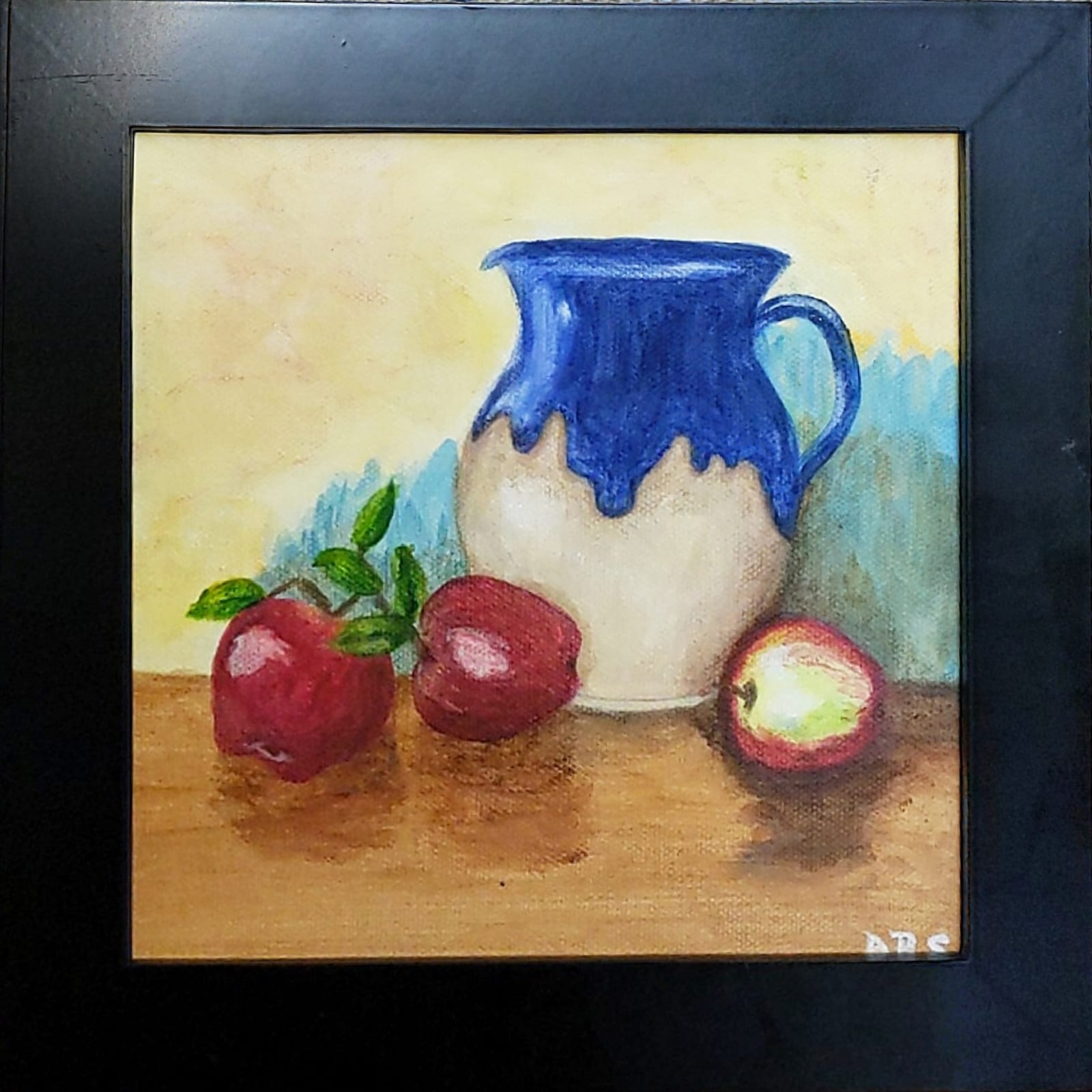 Arleen Szatmary, Pottery and Fruit, acrylic, 8 x 8