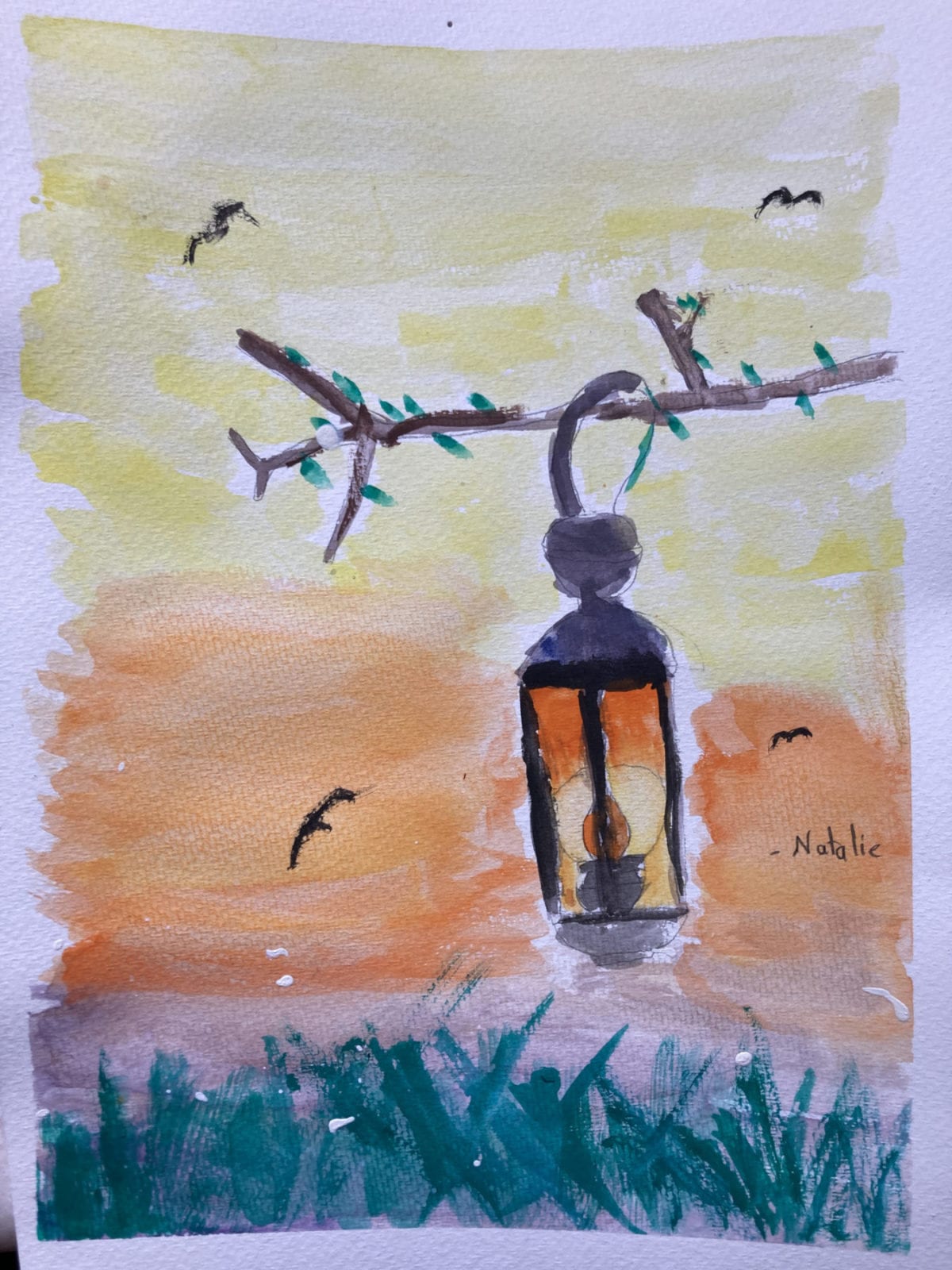 Natalie Braynor, The Lantern of Sunset, watercolor, 9 x 12