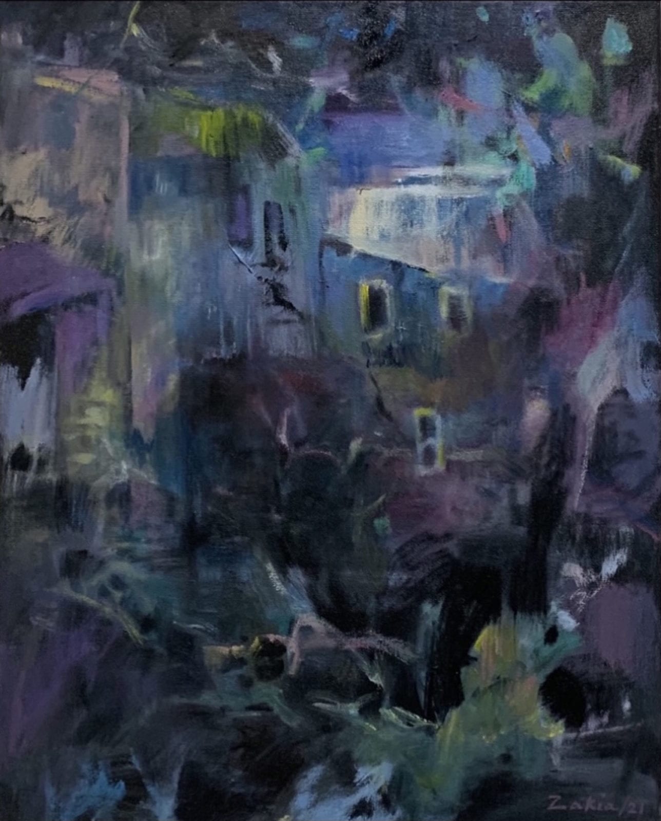 Zakia Ahmed, A Quiet Night, oil on canvas, 16 x 20