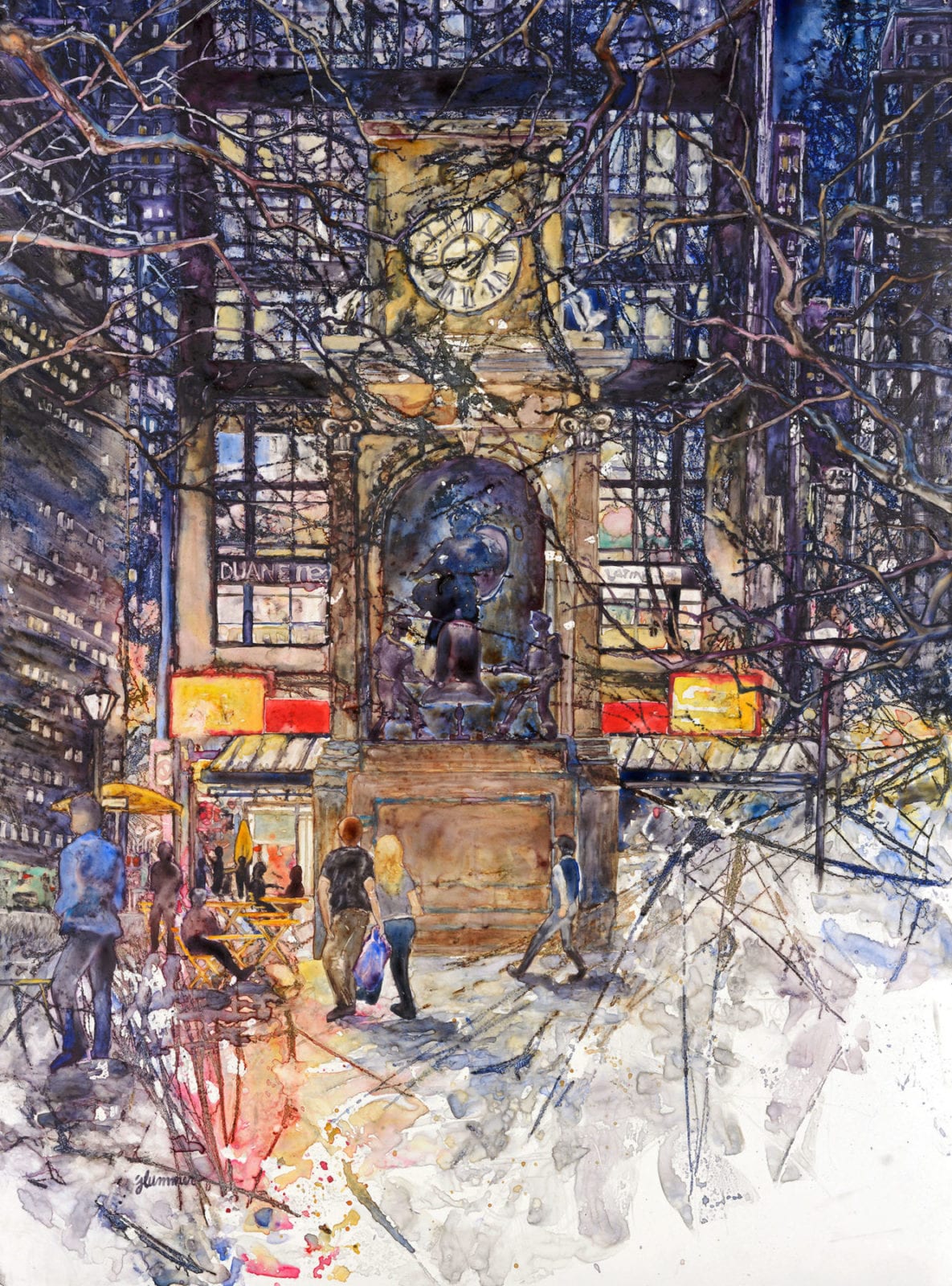 Judith Hummer, Herald Square, watercolor on yupo, 16 x 21