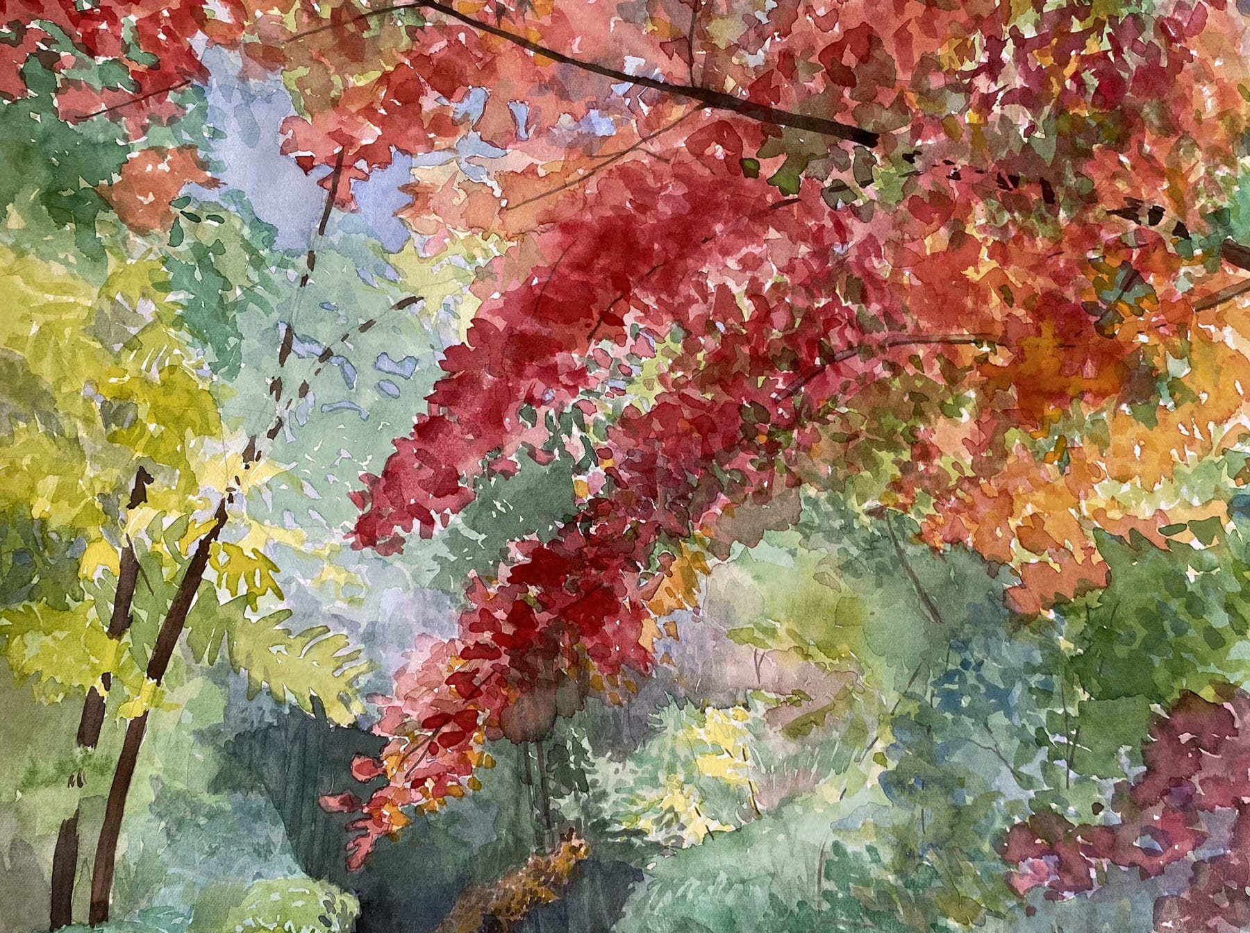 Margaret Simpson, Arch of Autumn Leaves, watercolor, 11 x 14
