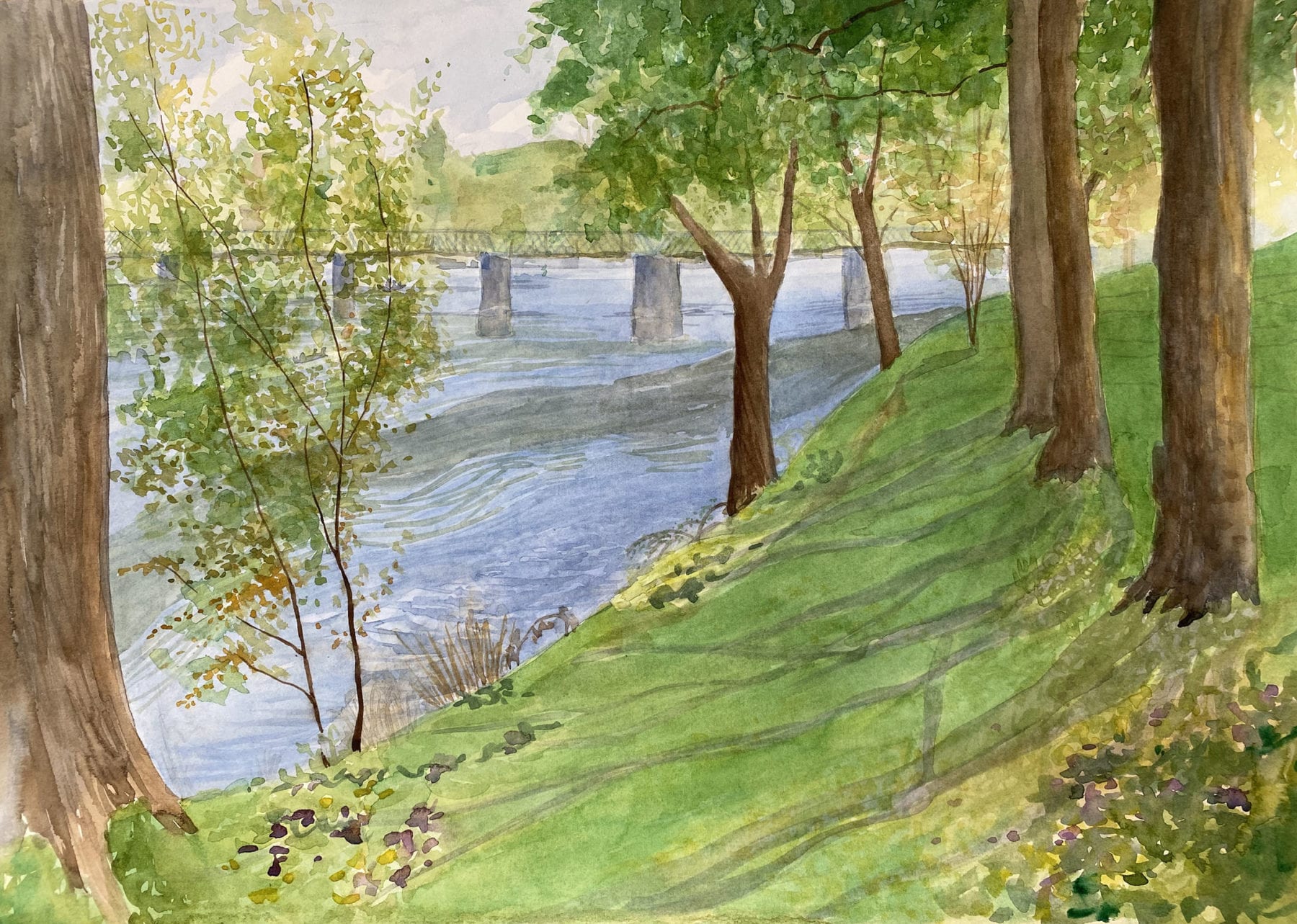Margaret Simpson, Washington Crossing Park, watercolor, 14 x 20