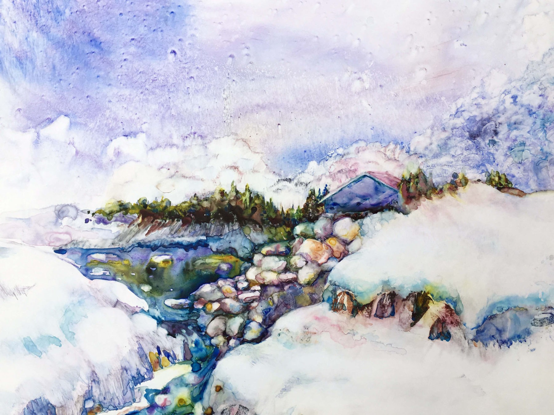Lois Westerfield, Winter Sky, watercolor on Yupo, 16 x 20