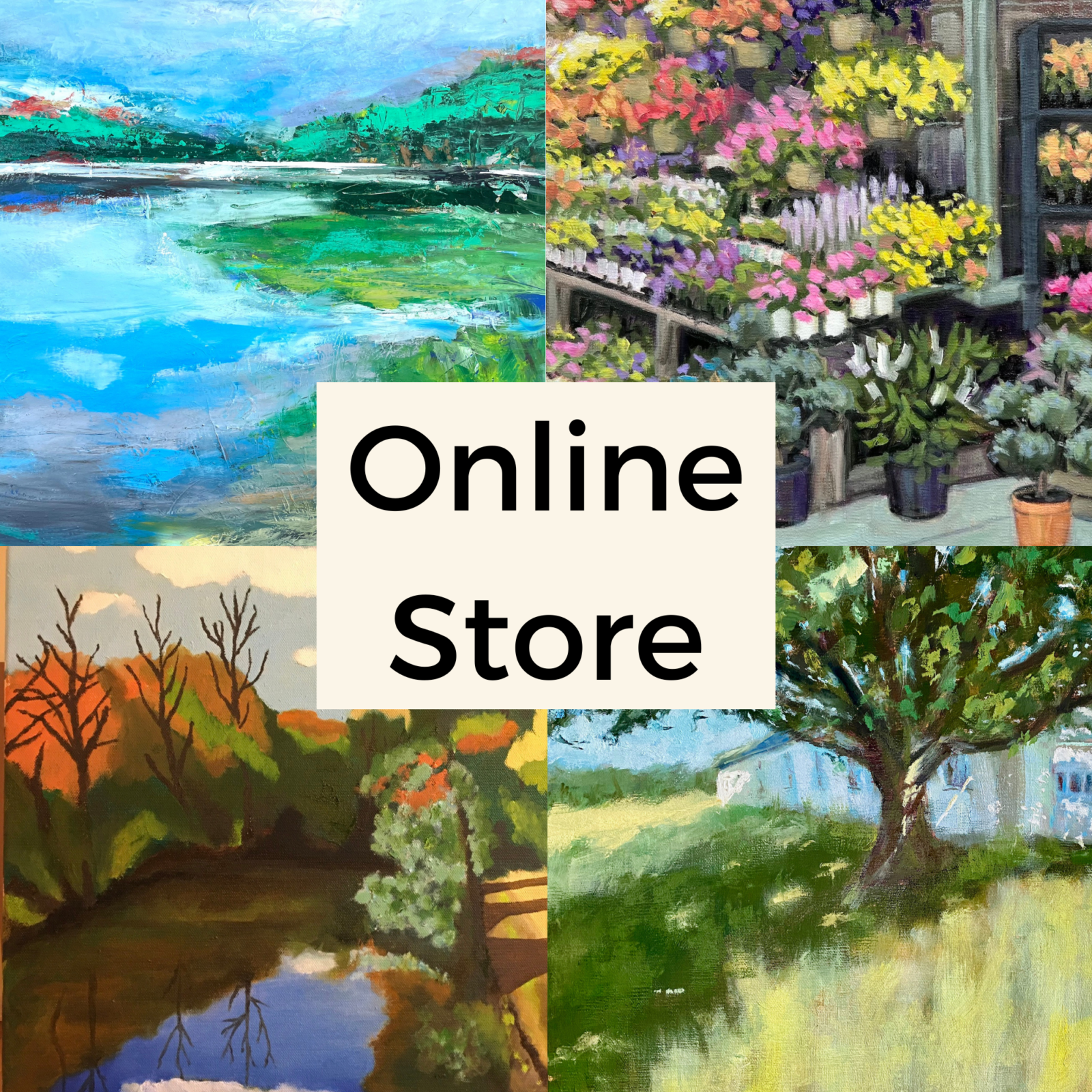 Four images of artwork representing our store