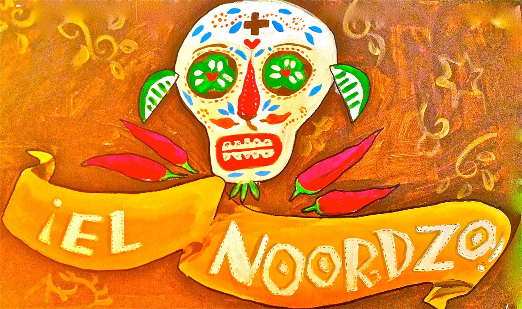 A Day of the Dead style skill with chilis and limes and a banner with the words "El Noordzo" across the bottom.